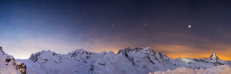 Mercurio, Venus, Marte, Saturno y Júpiter juntos en los Alpes. Fotógrafo: Der Mits (Grecia)